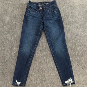 American Eagle Outfitters Women's Deep Blue High-Rise Jegging Crop